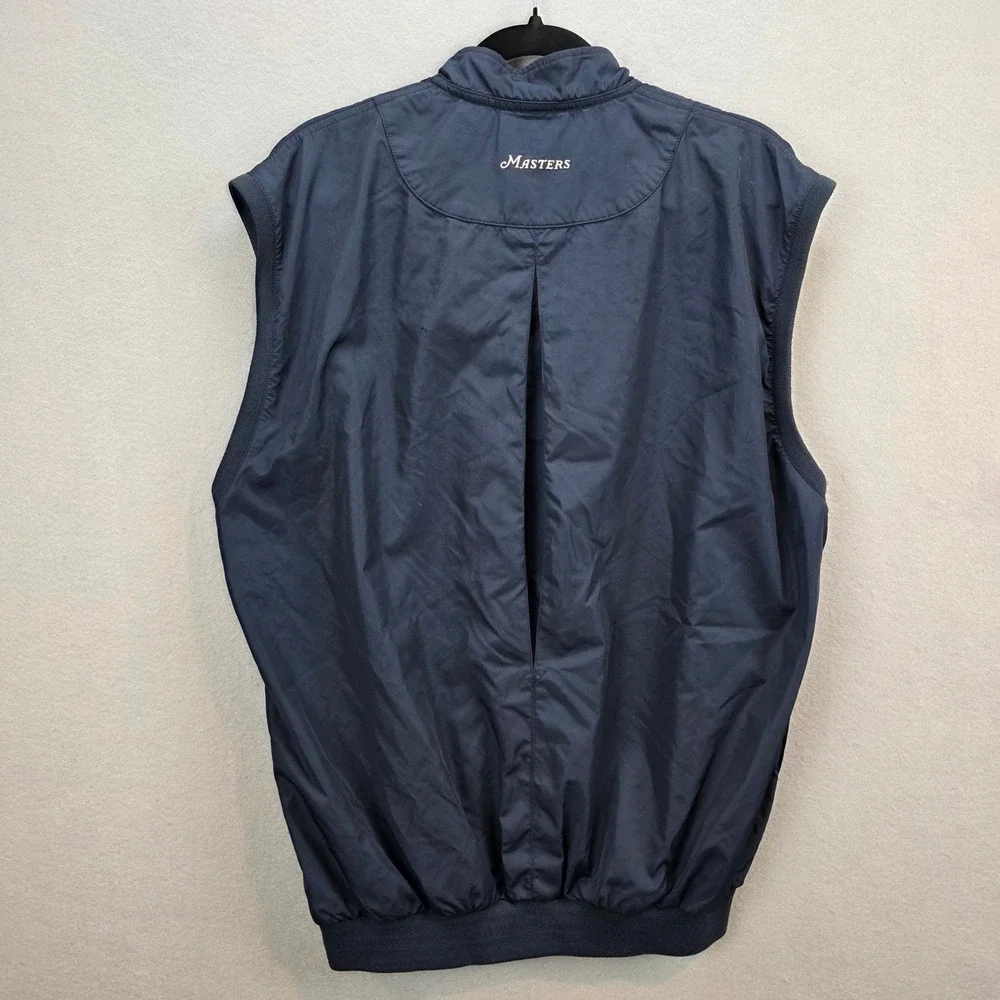 Masters Collection Mens Navy Blue Golf Wind Vest Pullover Masters Embroidered Lg